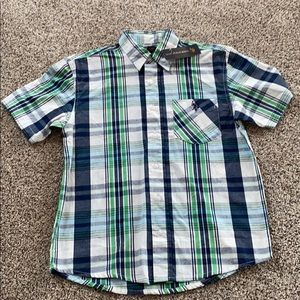 Boys Polo Blue and Green Stripe Button Down 10/12